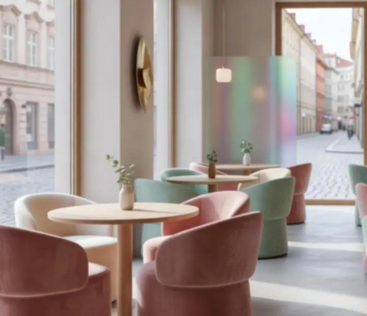 Moderní světlý interiér restaurace CentralMeetingG